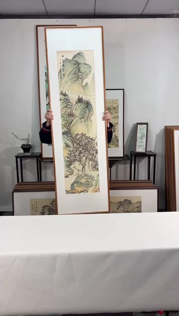国画手绘*松荫听泉图*52*172cm