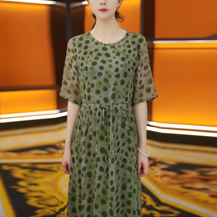 2025杭州原版-夏季新款修身显瘦系带时尚名媛碎花短袖连衣裙女