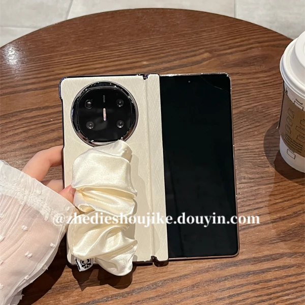 适用华为MateX6手机壳MateX5素皮丝巾腕带全包带中轴保护x5典藏版