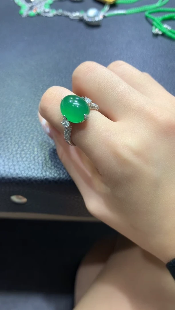 翡翠戒指18K金镶嵌55团购买断