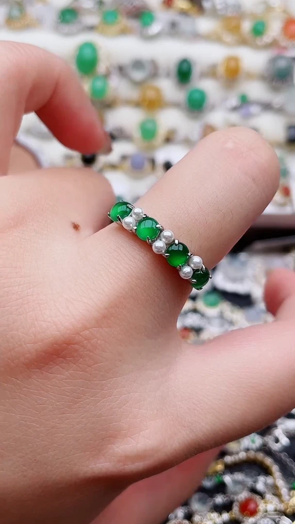 银S925镶嵌戒指翡翠77