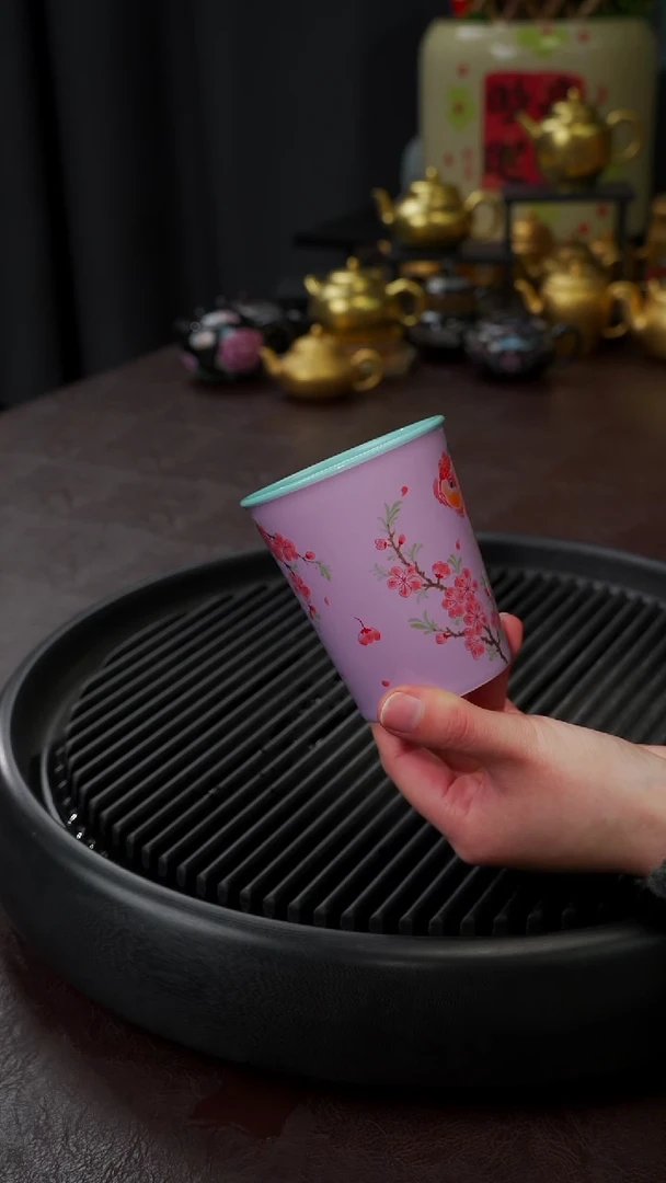 【闪购商品】杯【宜景窑烟幕紫系列】双鱼可乐杯