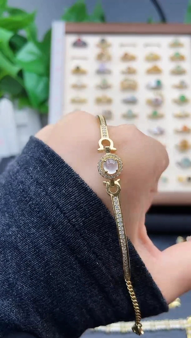 银S925镶嵌手链翡翠12