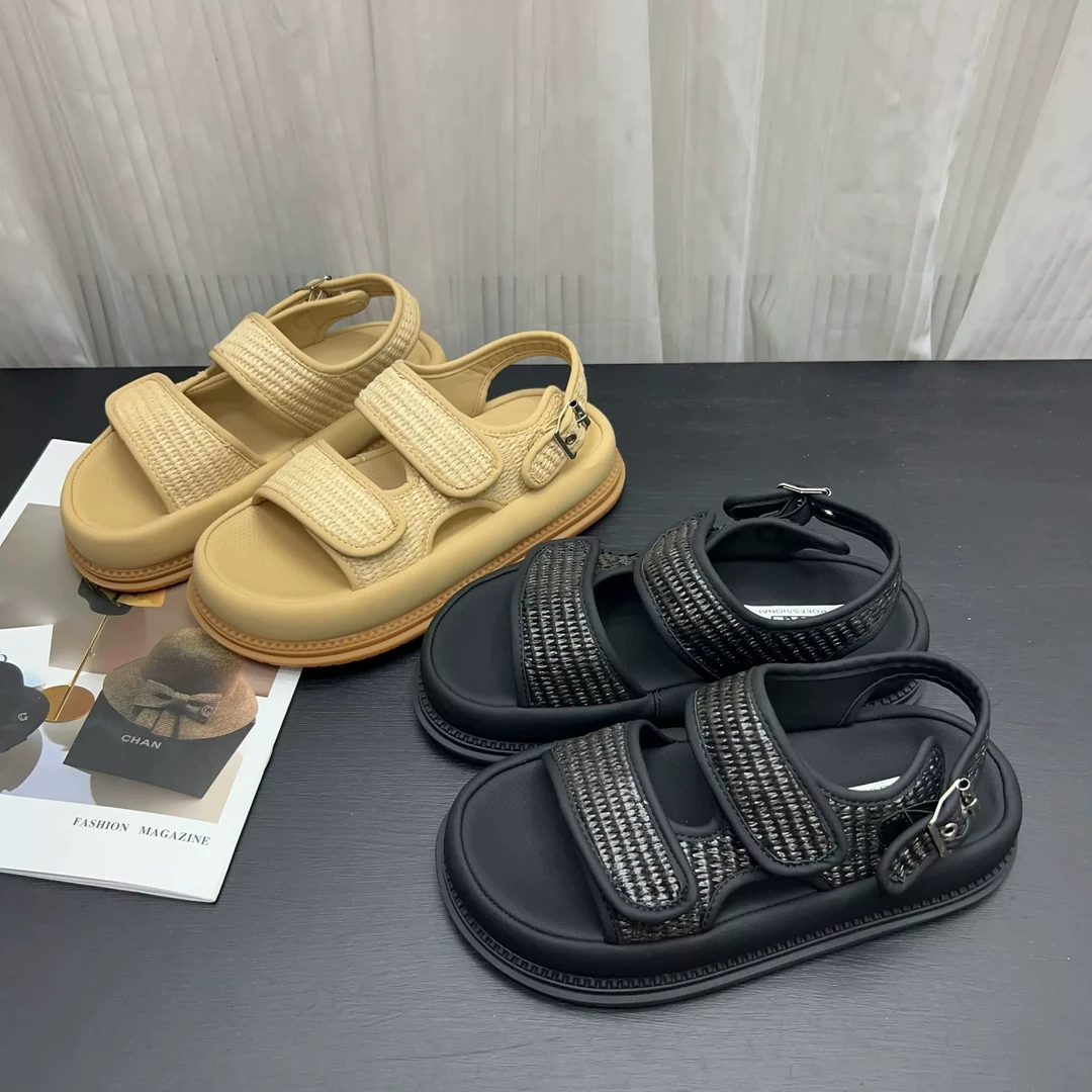 高级感小众魔术贴厚底新款夏季松糕厚底凉鞋2308