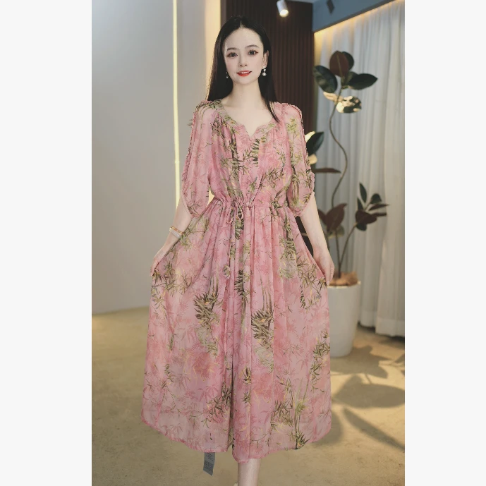 【CC定制】B117-2夏季气质时尚连衣裙女2025新款遮肉显瘦法式裙子