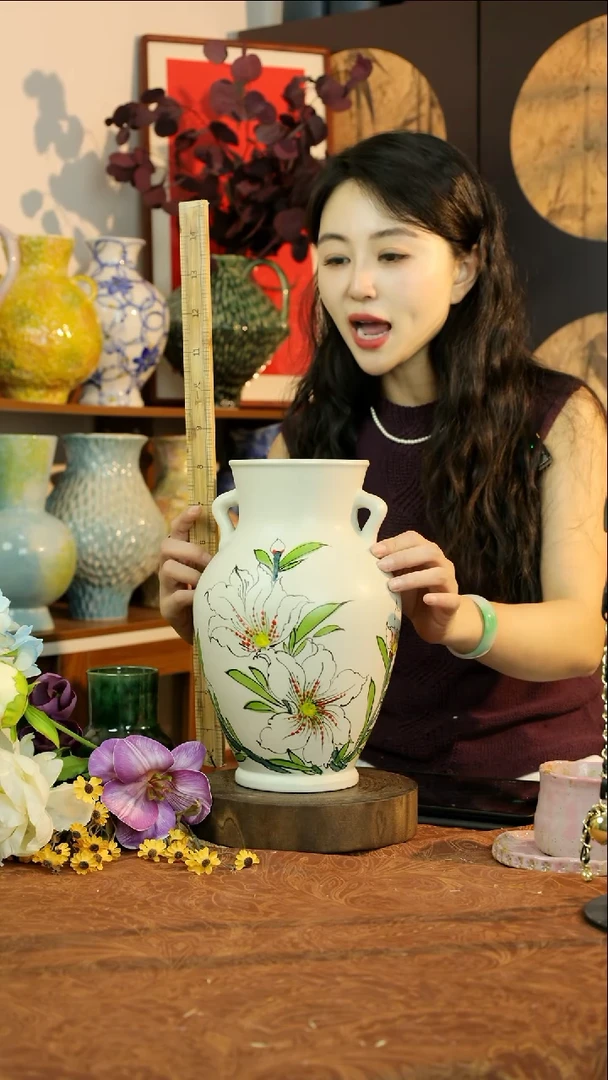 瓶手绘宋韵风格双耳花器