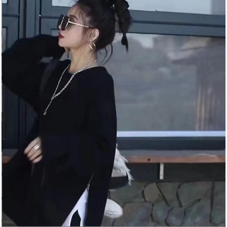 显瘦气质时尚黑色秋冬小香风针织显瘦气质网红时尚黑色秋冬随ji