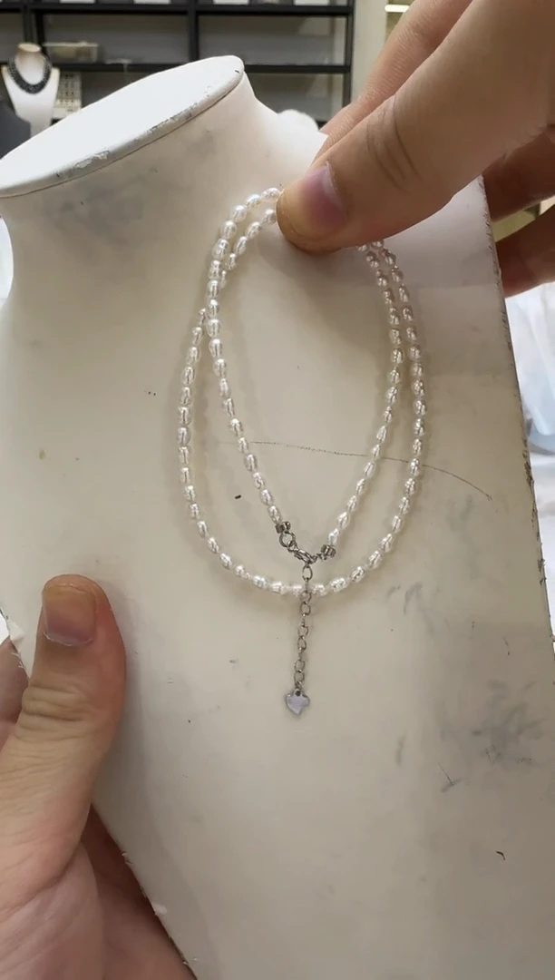 淡水珍珠银S925镶嵌项链3-4mm 克旭-新品