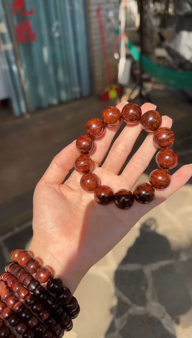 手串/手链黄花梨/降香黄檀海南黄花梨1.8紫油梨水波瘤疤土埋老料