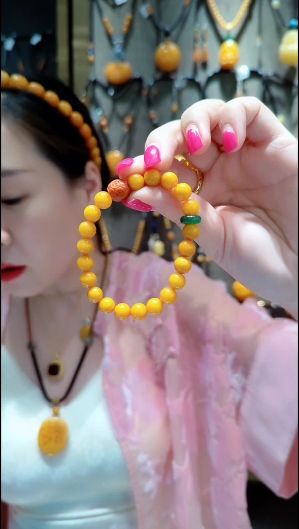 未镶嵌蜜蜡珠宝奇石﹣A860蜜蜡手串8mm