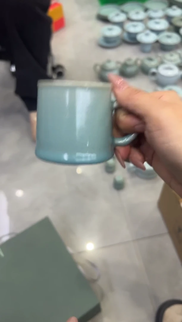 杯仿古天青意式咖啡杯大瑕