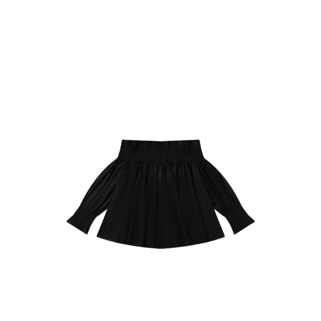 新款露肩五分袖衬衫设计感一字肩衬衣 324