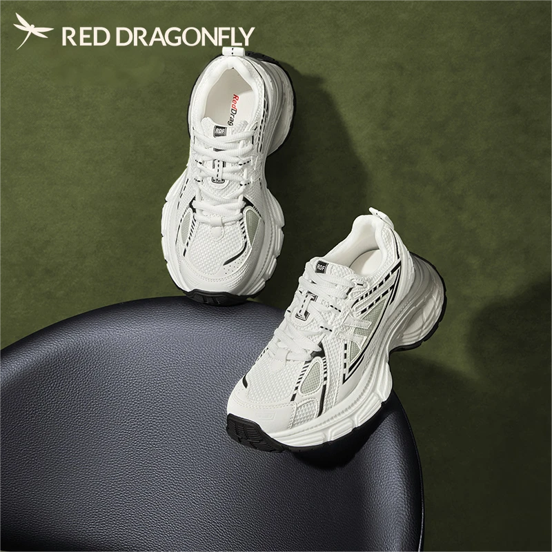 红蜻蜓老爹鞋女款春秋新款女鞋厚底增高运动鞋网面透气休闲跑步鞋