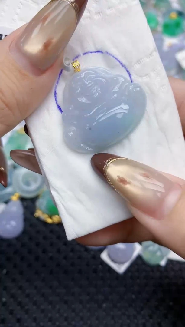 颈饰18K金镶嵌翡翠   天然翡翠A货  百元以上9米证书费自理