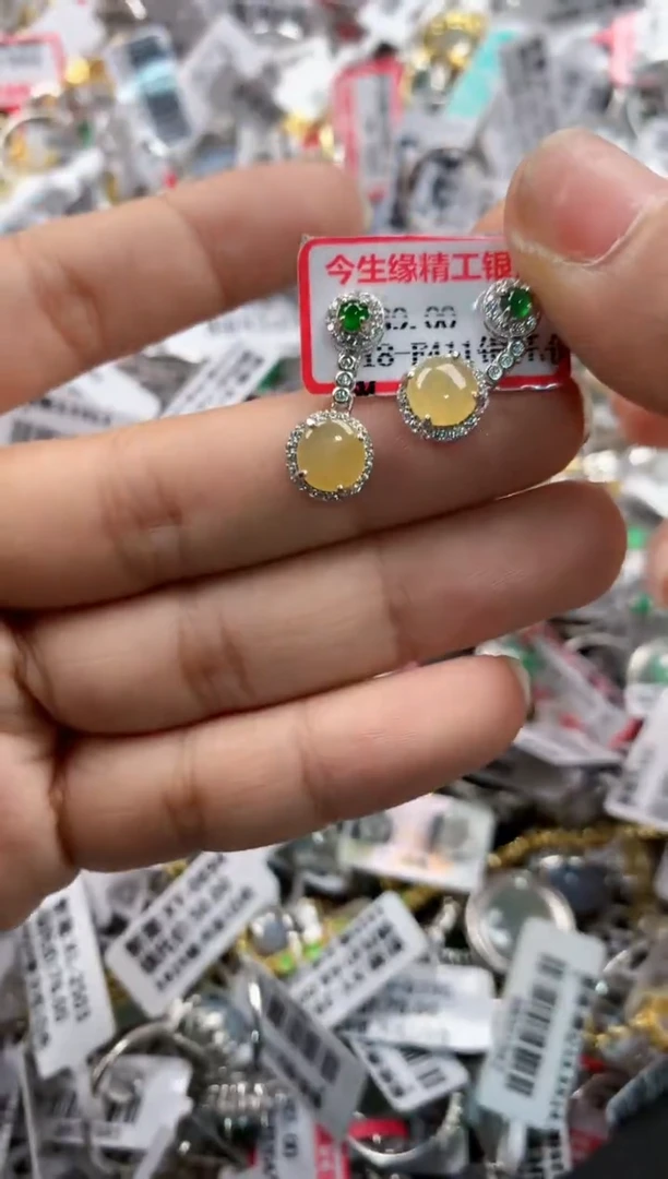 银S925镶嵌戒指翡翠3333     10