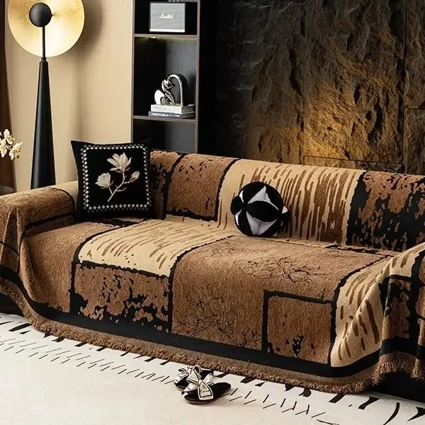 【千墨】 时尚简约流苏款双面四季通用沙发巾