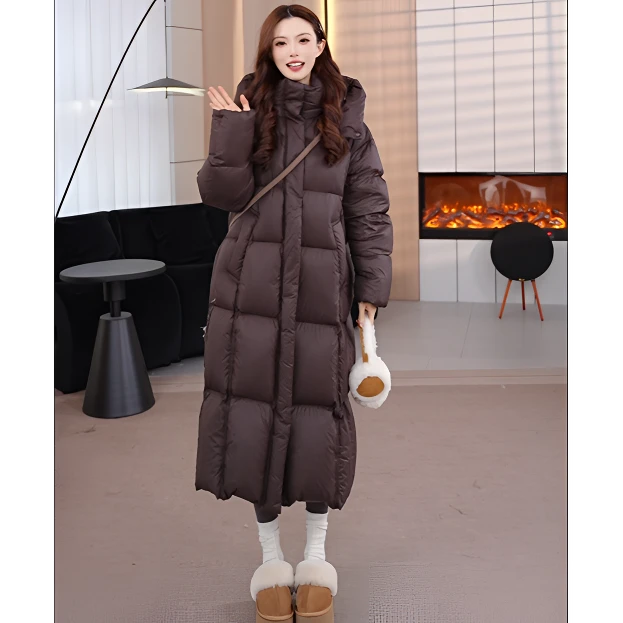 波司登2024冬季新款小富婆女长款休闲情侣连帽外套泡芙羽绒服女款