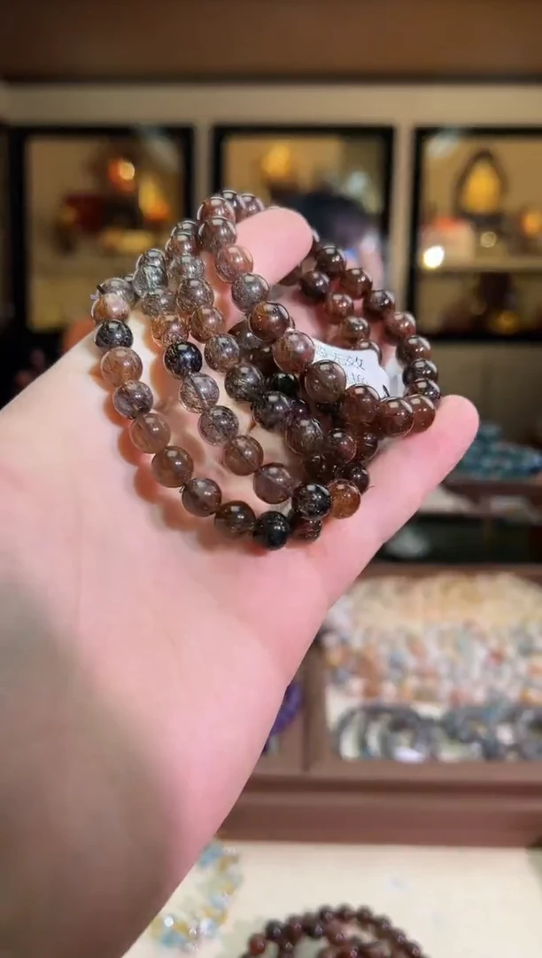 未镶嵌手链水晶8mm+满矿黑金超七（多样性发一）