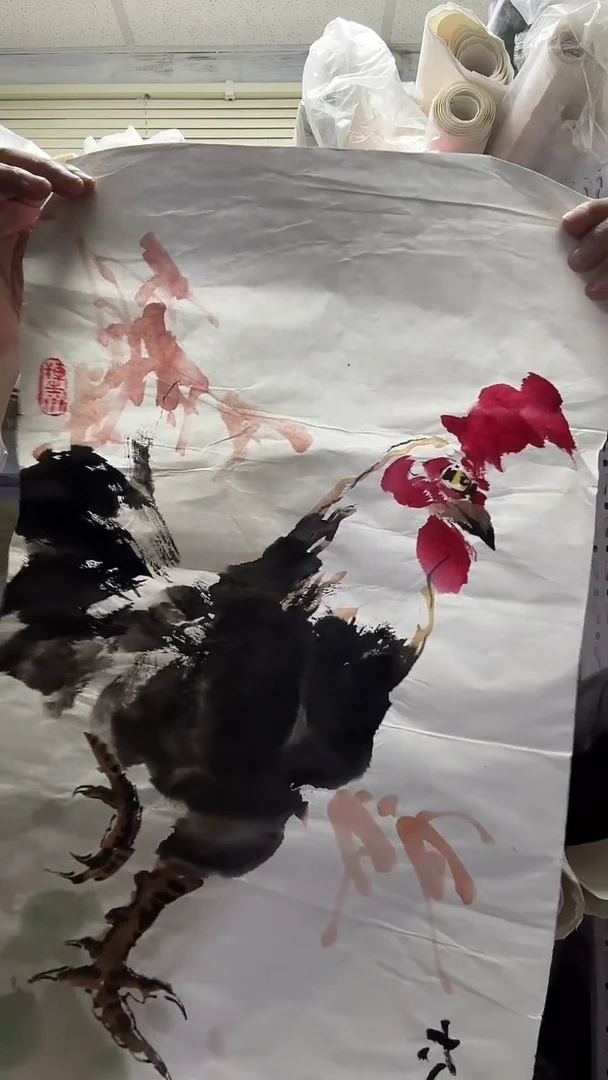 国画福利花鸟公鸡2平尺