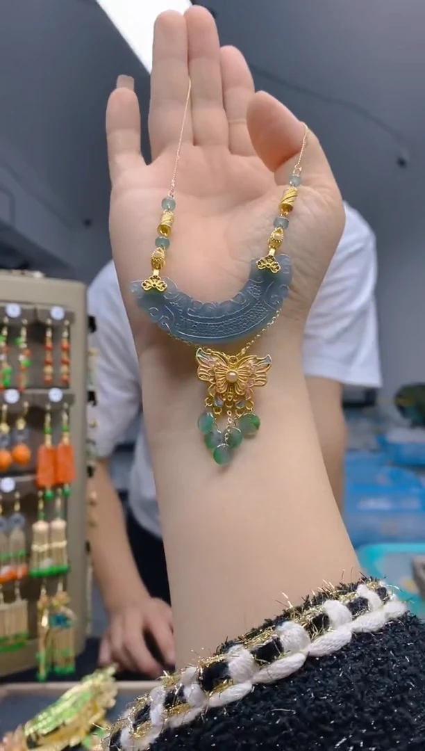 【闪购商品】翡翠耳饰合金205翡翠锁骨链