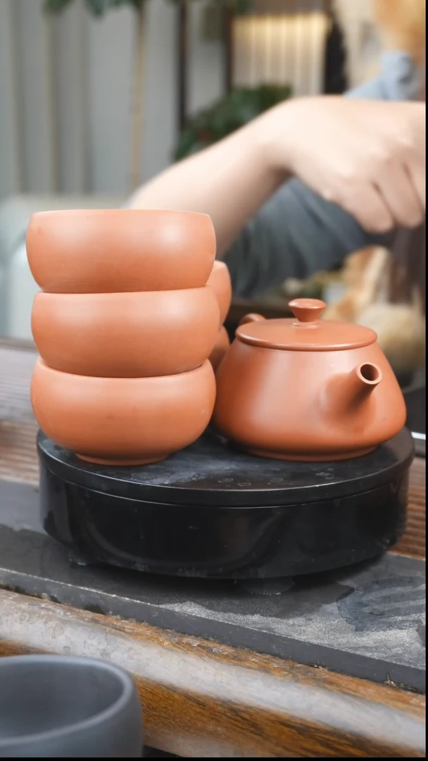 【闪购商品】建水紫陶复烧石瓢小容量一壶5杯