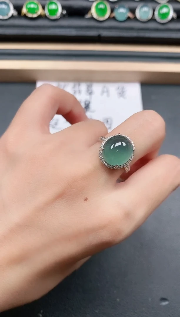 翡翠戒指银S925镶嵌111111
