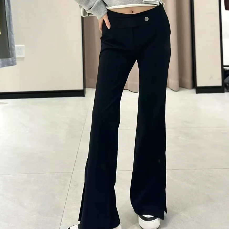 【商场同款】2025秋季高腰提臀显瘦四面弹开叉直筒喇叭裤女5100453