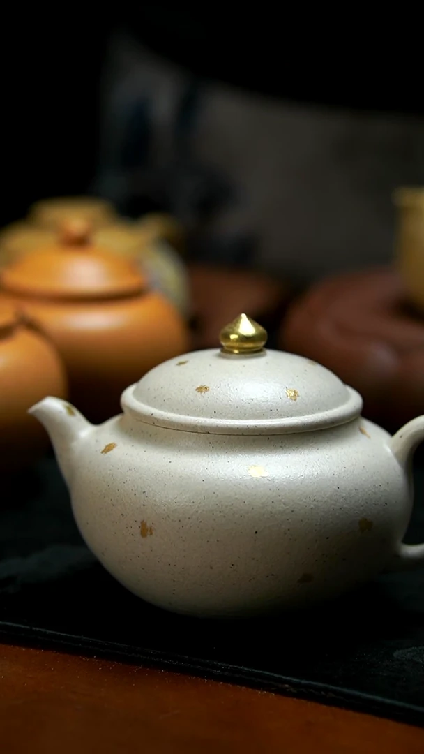 茶壶紫砂白泥洒金壶