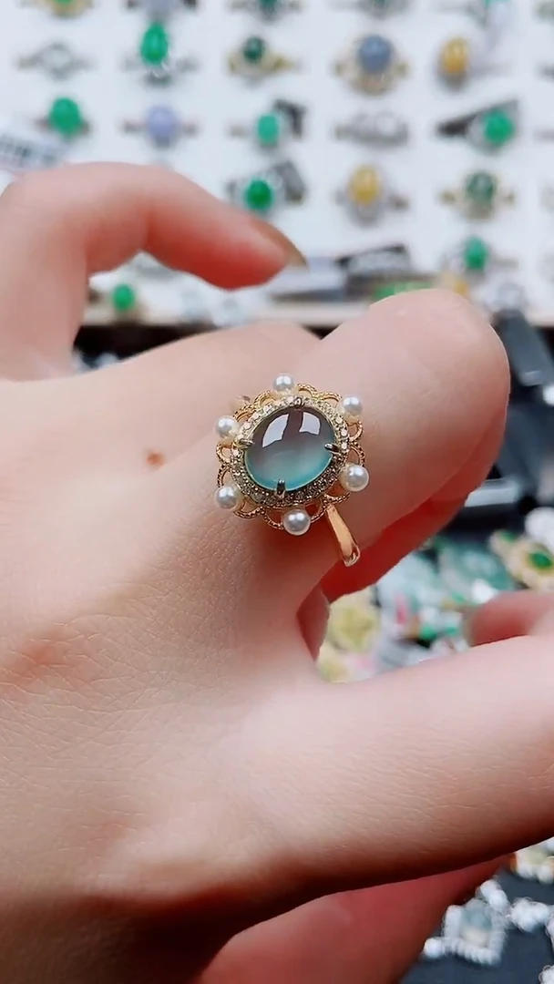 银S925镶嵌戒指翡翠119