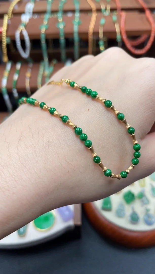 【闪购商品】翡翠套链18K金镶嵌一个  JK701