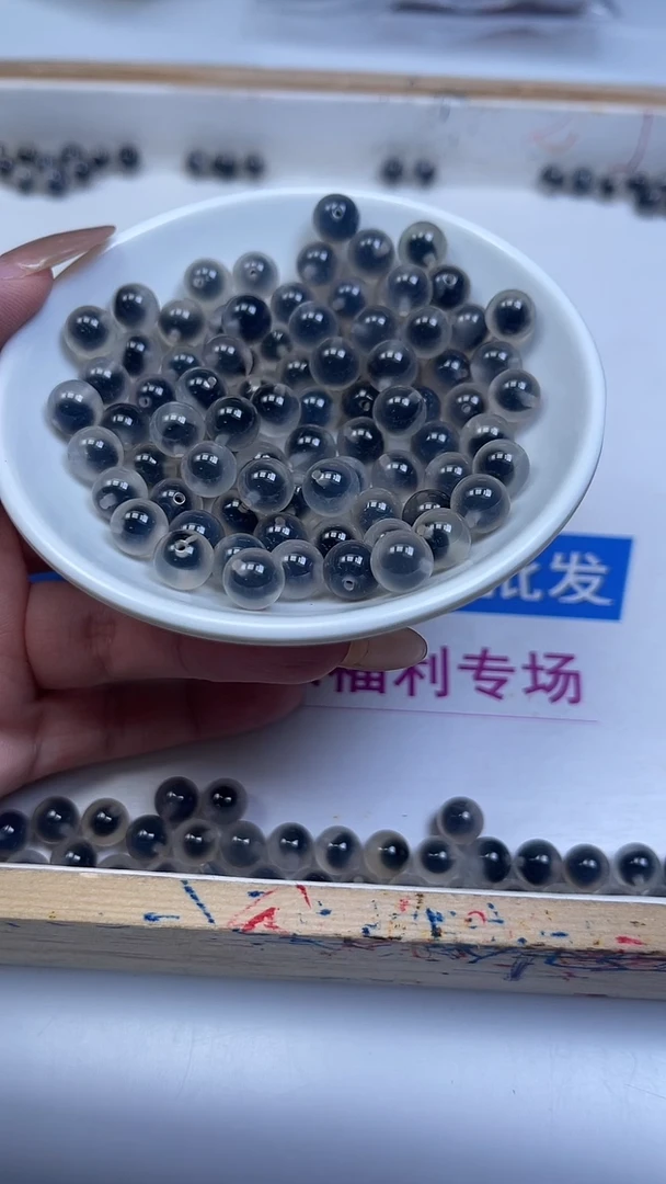 未镶嵌散珠玛瑙/玉髓D462 冰烟灰糖心8mm10颗9.9元