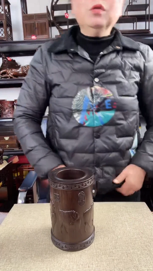 木大牛笔筒老李红木工艺品