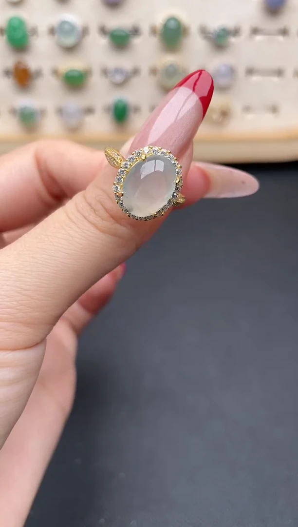 【闪购商品】翡翠戒指银S925镶嵌一物一证一礼盒