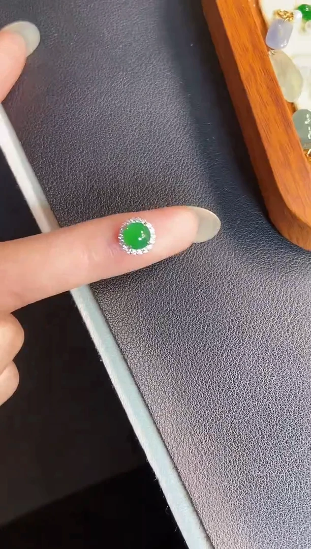 吊坠(不含链)银S925镶嵌翡翠天然A货翡翠