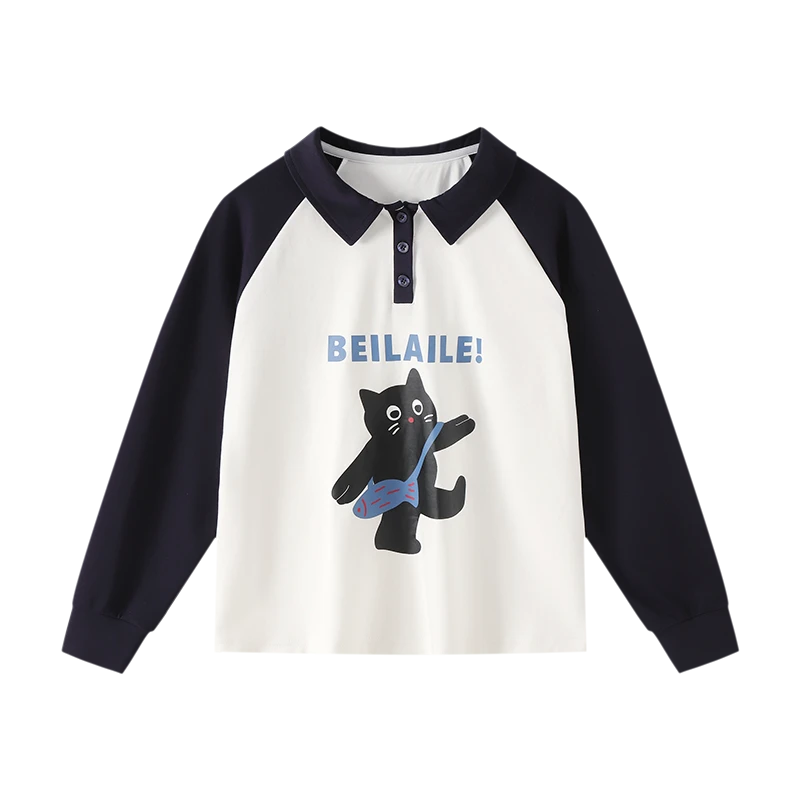 【新疆长绒棉 活性印染撞色T】宝宝长袖T恤秋打底衫上衣H9BWB44206