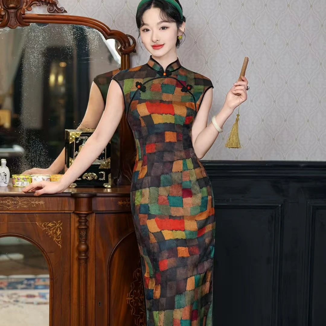 HH【婉清】2025年春夏新款改良复古无袖旗袍M-3Xl