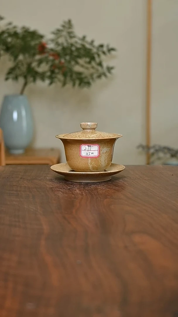 35#盖碗 落灰烧 微瑕 朱家汝窑款