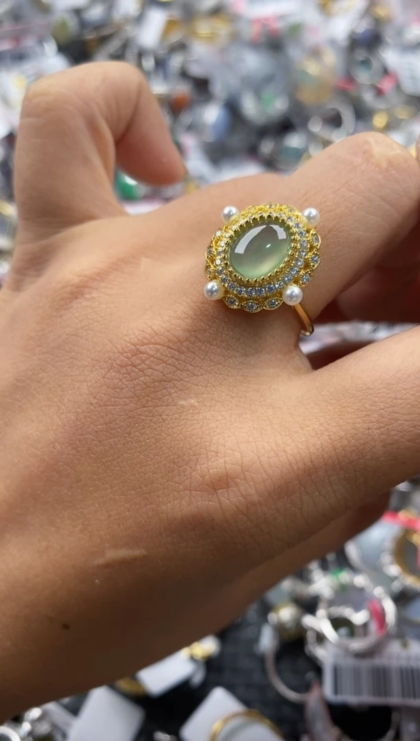 银S925镶嵌戒指翡翠2222----7