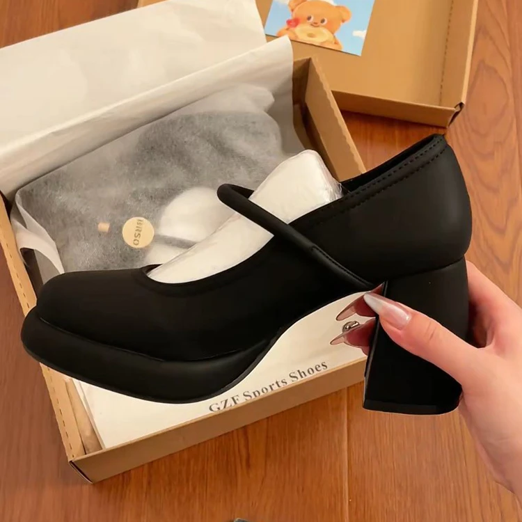 气质法式小香风冬季玛丽珍鞋单鞋女鞋2025春秋新款百搭一字高跟鞋