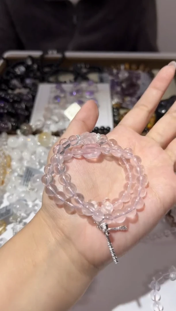 【闪购商品】水晶手链未镶嵌8mm莫粉狐狸多圈