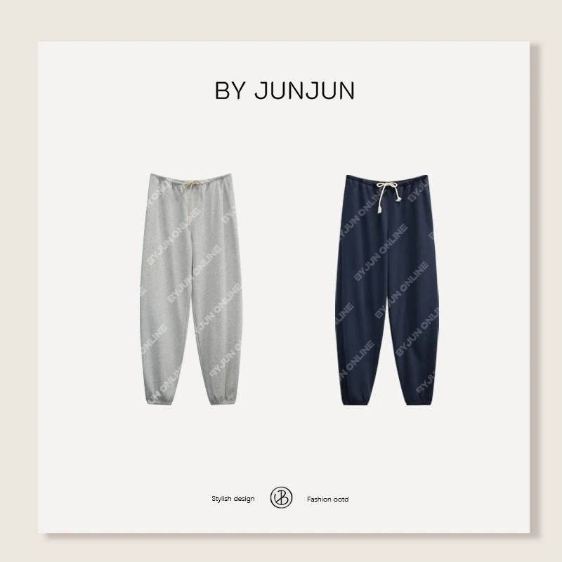 BYJUNJUN【珍妮卫裤】细边腰头松弛感抽绳卫裤百搭休闲裤