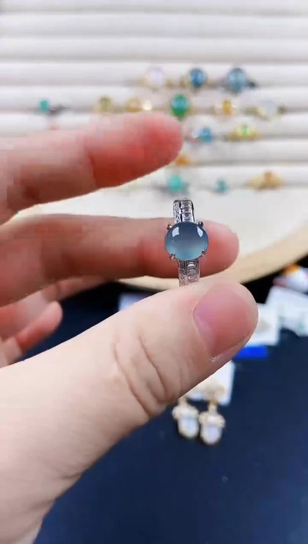 翡翠戒指银S925镶嵌1414