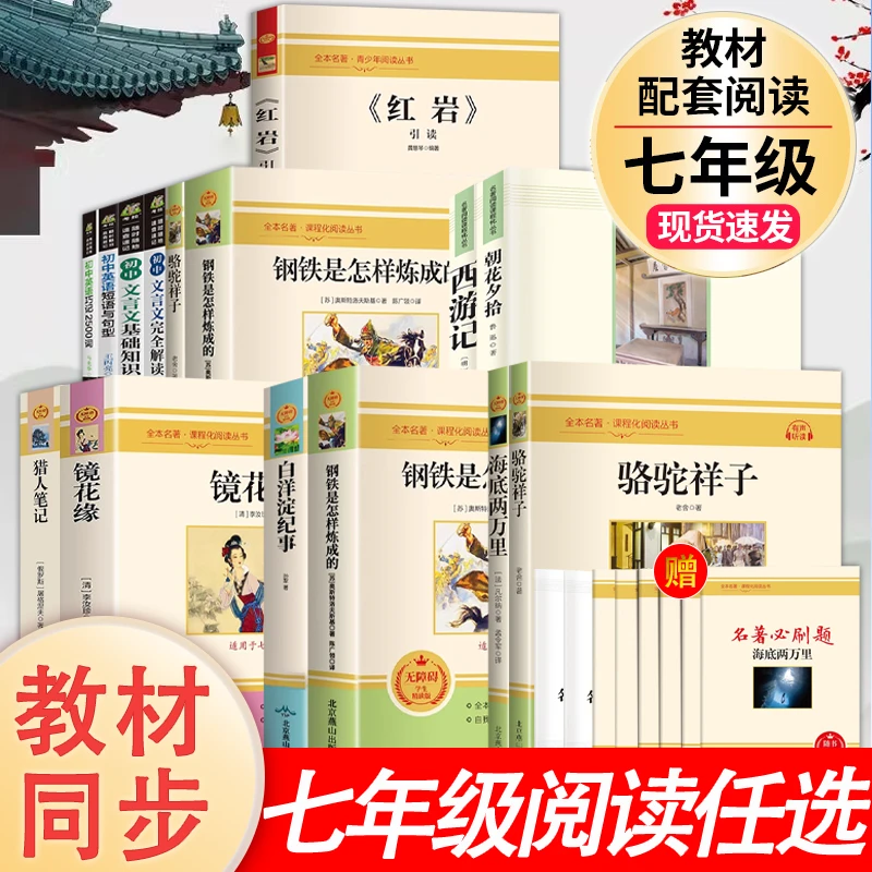 【任选】七年级八年级推荐 骆驼祥子+钢铁是怎样练成的 海底两万