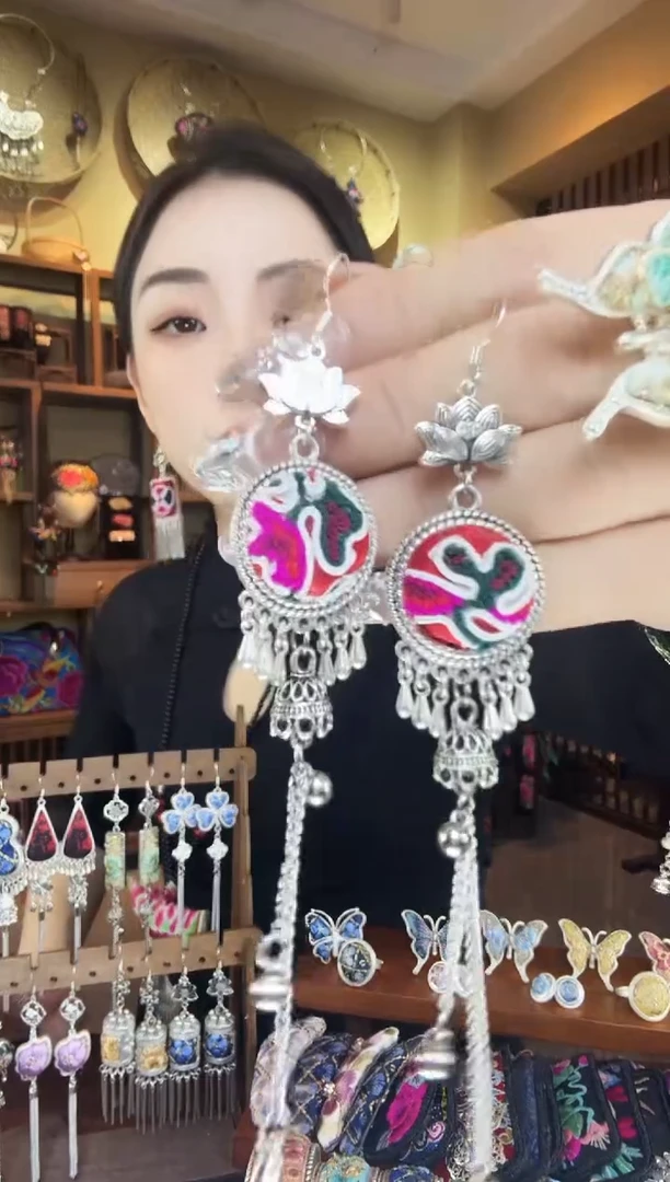 刺绣非遗刺绣民族风耳环