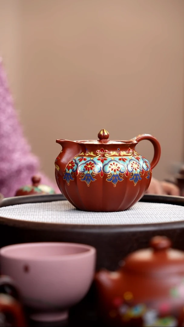 茶壶紫砂大红袍筋囊禅缘珐琅彩