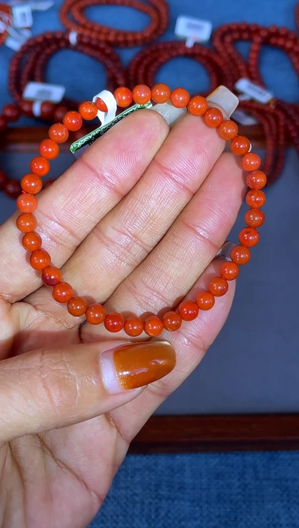 未镶嵌手串南红玛瑙N25凉山瓦西料柿子锦单圈多样性发其一