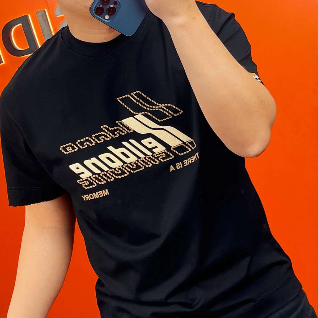 【微阔版】夏季双股索罗娜硅胶潮款透气磨边圆领短袖男士T恤 60333