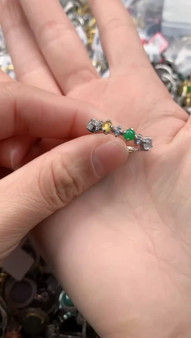 银S925镶嵌戒指翡翠222  1