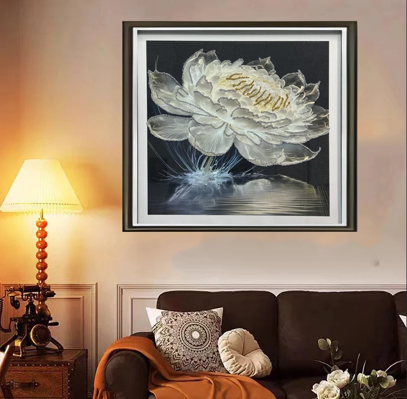 DF279【光影睡莲】现代简约客厅卧室客厅挂画走廊入户门玄关装饰画