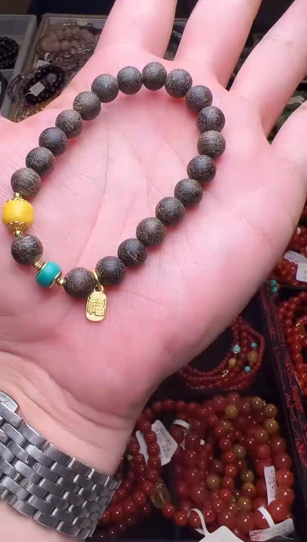玛瑙/玉髓手链未镶嵌沉香单圈手串